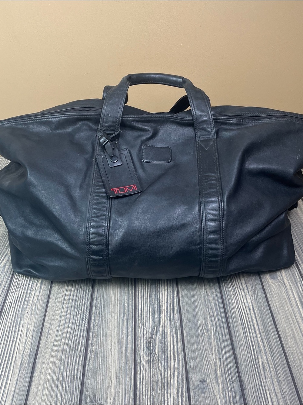 TUMI Leather Duffel Bag